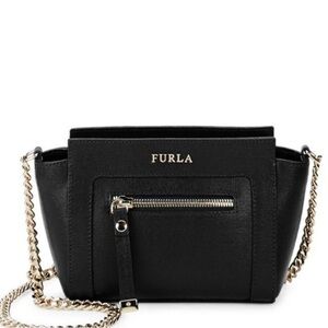 Furla Black Ginevra Leather Mini Crossbody Bag
